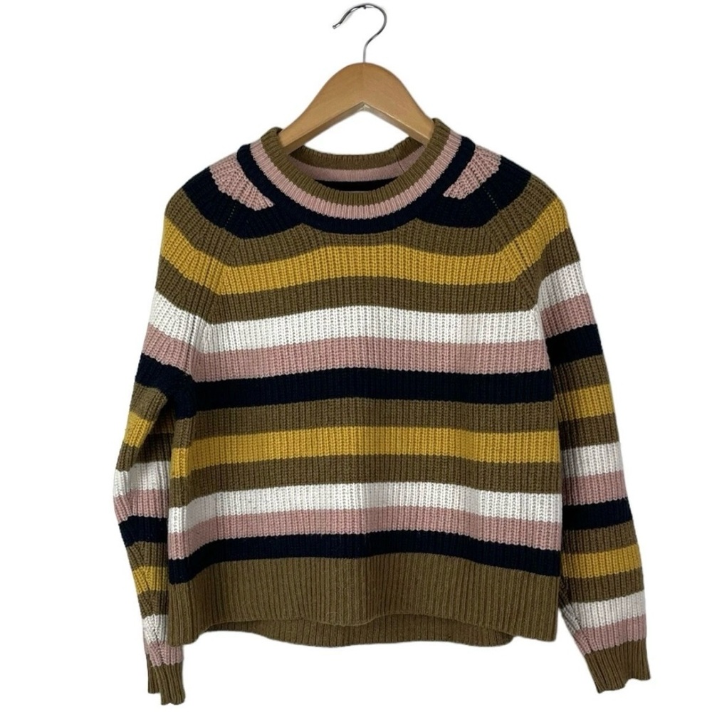 Madewell Size Small Wool Blend Striped Tilden Pullover Knit Sweater Crewneck